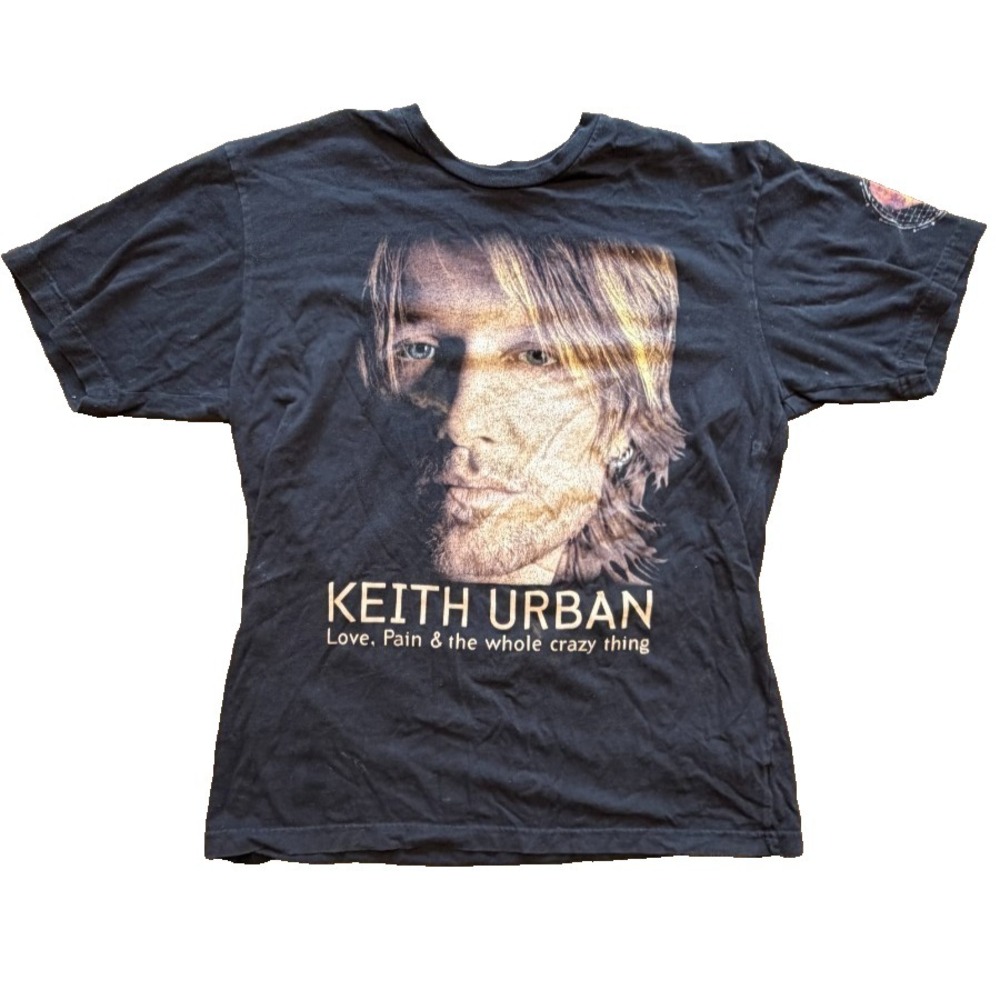 Keith Urban T Shirt Large 2007 Love Pain Whole Crazy World World Tour Hank Evie